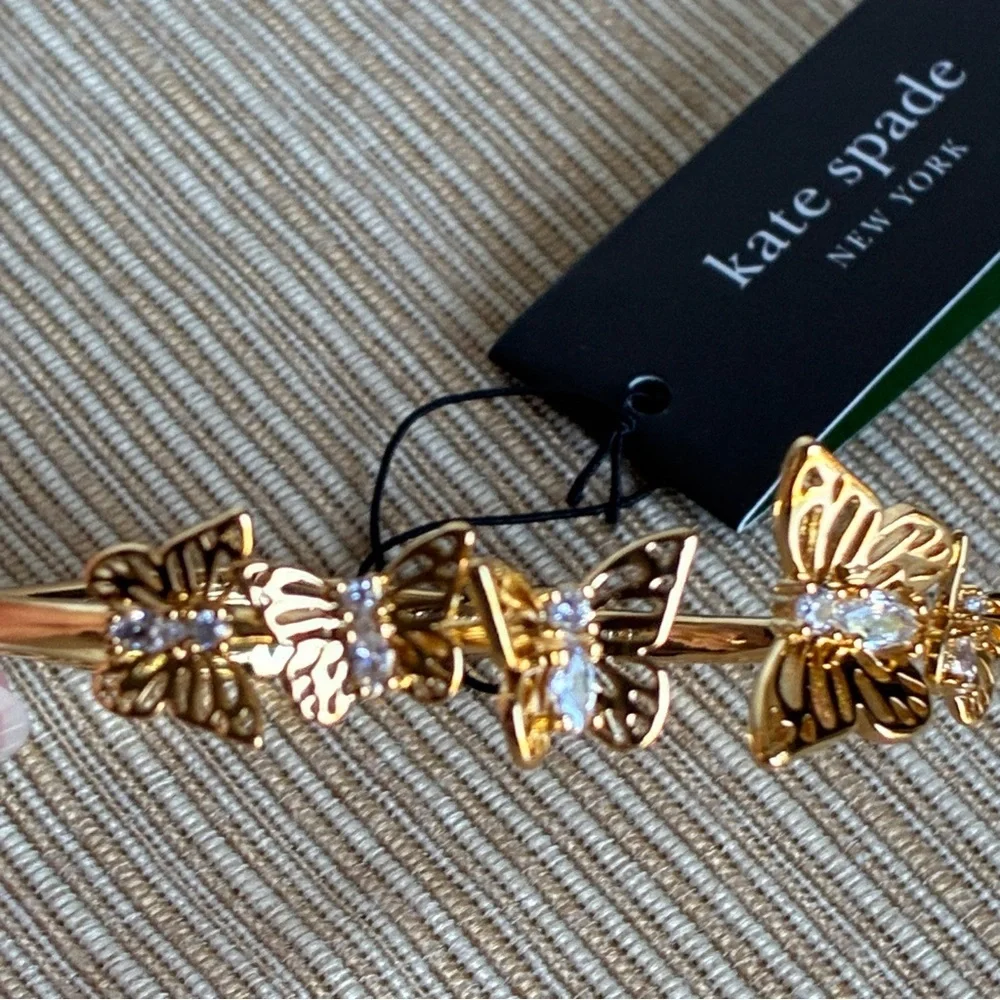 Kate Spade New York Gold Butterfly Hinged Bracelet With Cubic Zirconias